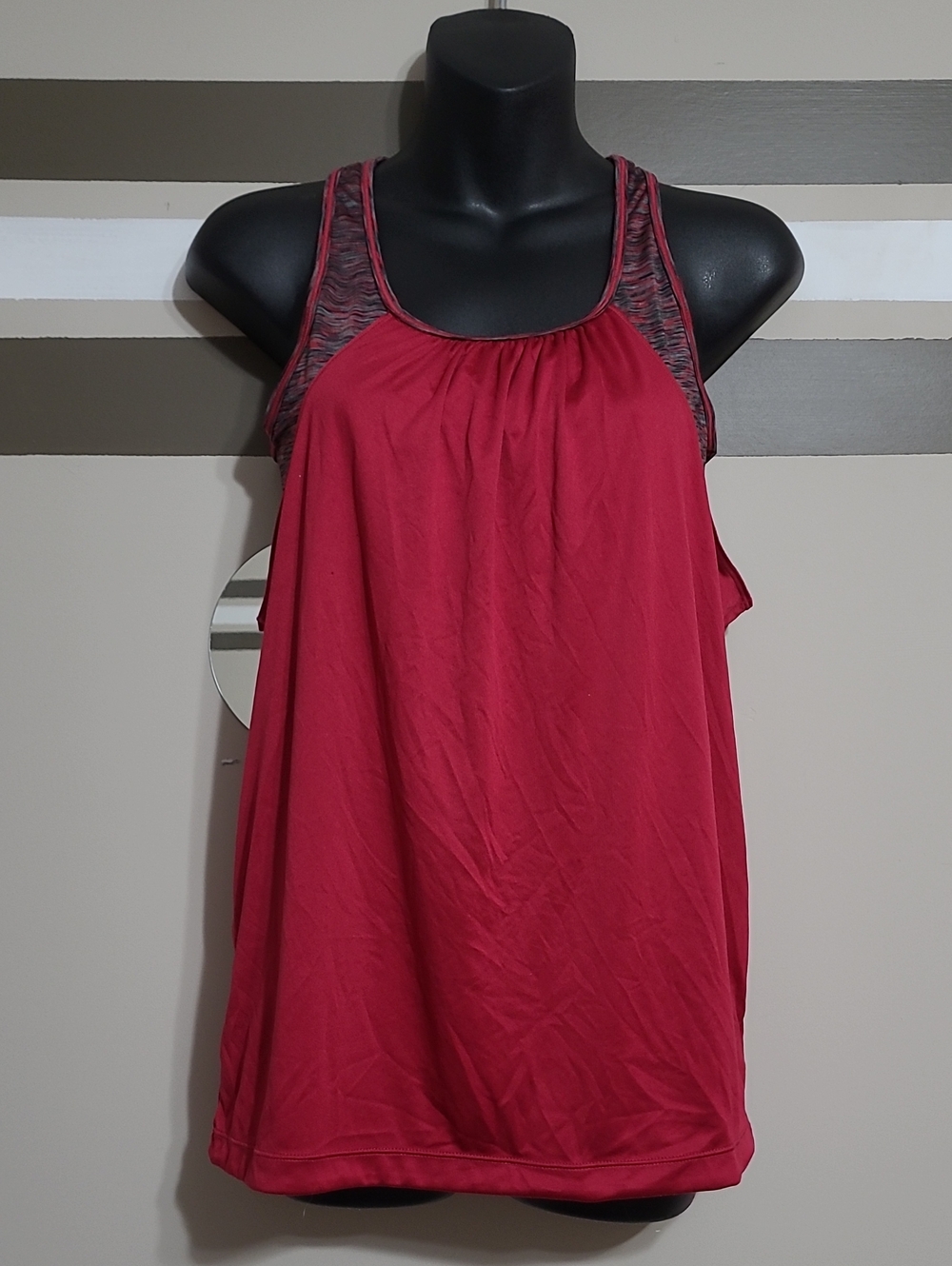 ⭐️Athletic Works 2-in-1 Fuschia Marled Sports Athletic Razor Back Tank Top Sz SM